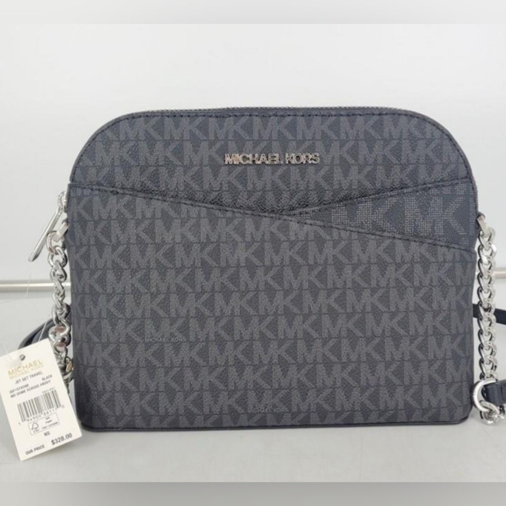 Michael Kors Jet Set Travel Crossbody Bag NWT Authentic MK Logo Purse Gray